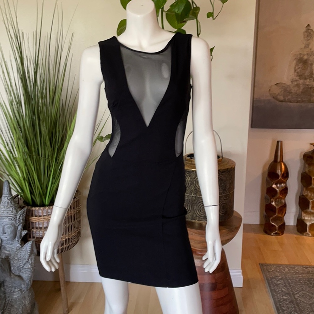 MISS SELFRIDGE Black Mesh Bodycon Party Mini Dress Sexy Las Vegas Miami